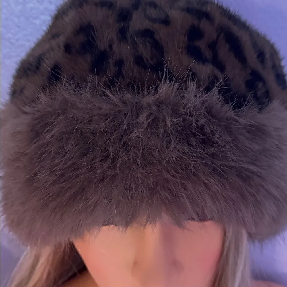 Leopard Print Faux Fur Hat